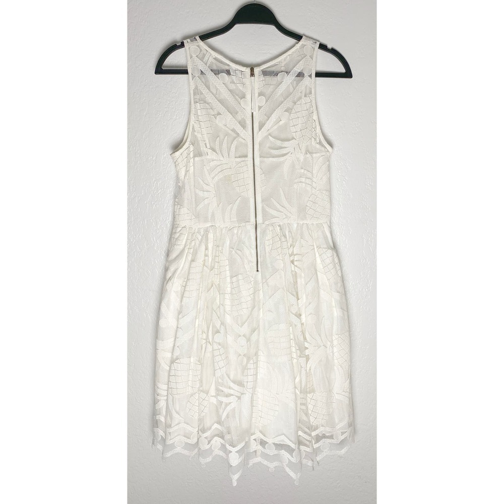 Anthropologie Women's Maeve Pina White Ivory Lace Pineapple Fit‎ & Flare Dress - Picture 10 of 15